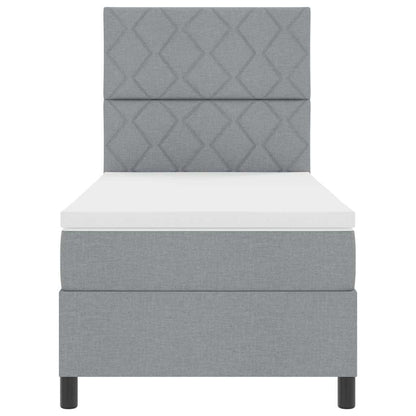 Boxspringbed met hoofdeinde Lichtgrijs 90 x 190 cm Stof