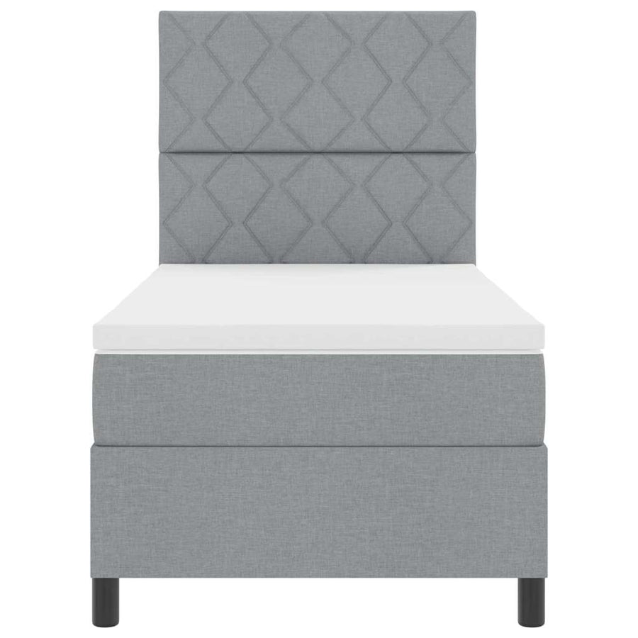 Boxspringbed met hoofdeinde Lichtgrijs 90 x 190 cm Stof