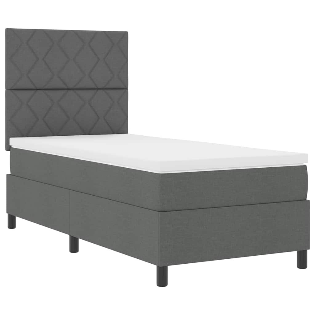 Boxspringbed met hoofdeinde Donkergrijs 90 x 190 cm Stof
