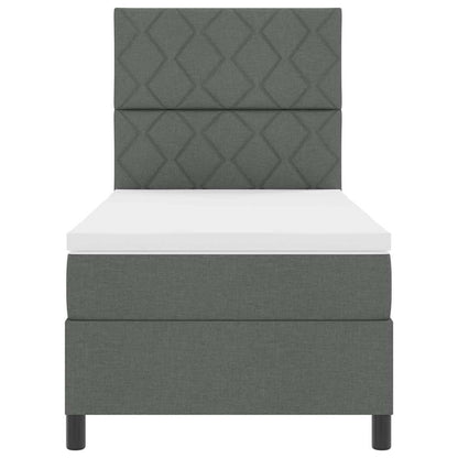 Boxspringbed met hoofdeinde Donkergrijs 90 x 190 cm Stof
