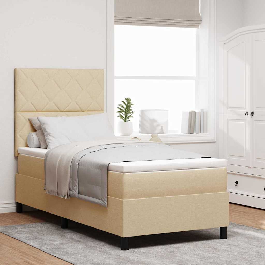 Boxspringbed met hoofdeinde Crème 90 x 190 cm Stof