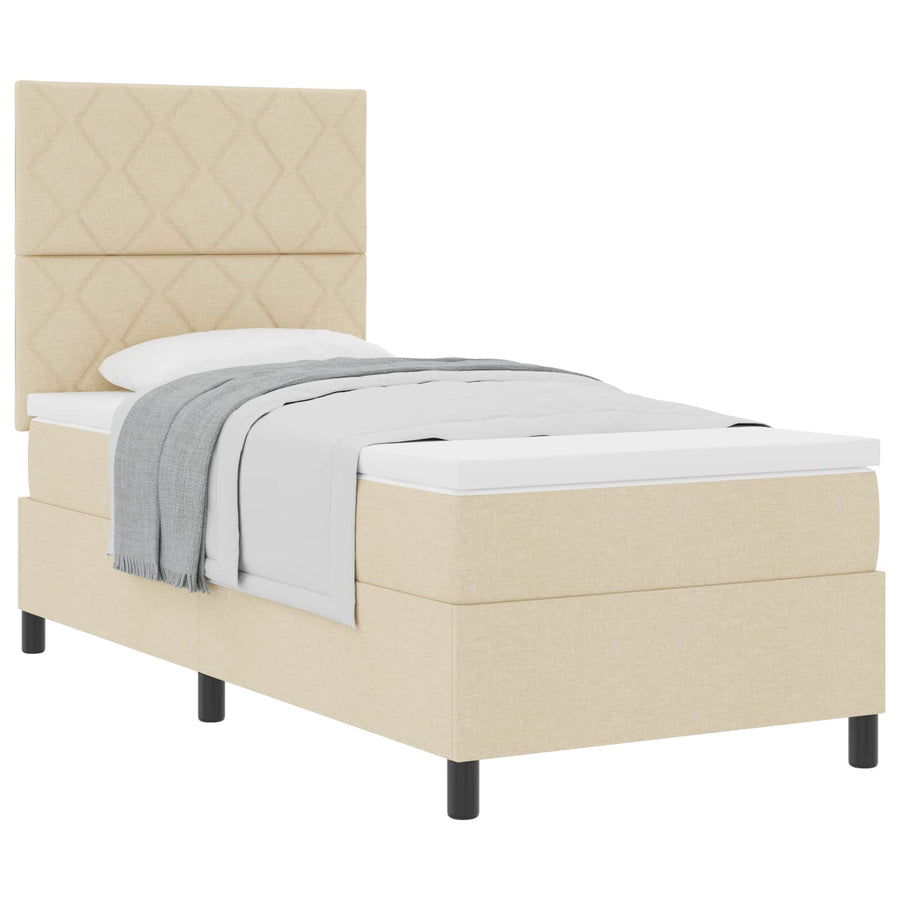 Boxspringbed met hoofdeinde Crème 90 x 190 cm Stof