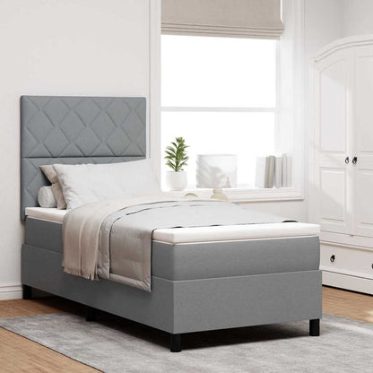 Boxspringbed met hoofdeinde Lichtgrijs 90 x 200 cm Stof