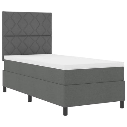 Boxspringbed met hoofdeinde Donkergrijs 90 x 200 cm Stof