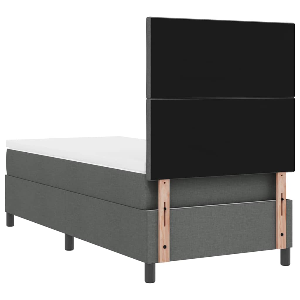 Boxspringbed met hoofdeinde Donkergrijs 90 x 200 cm Stof