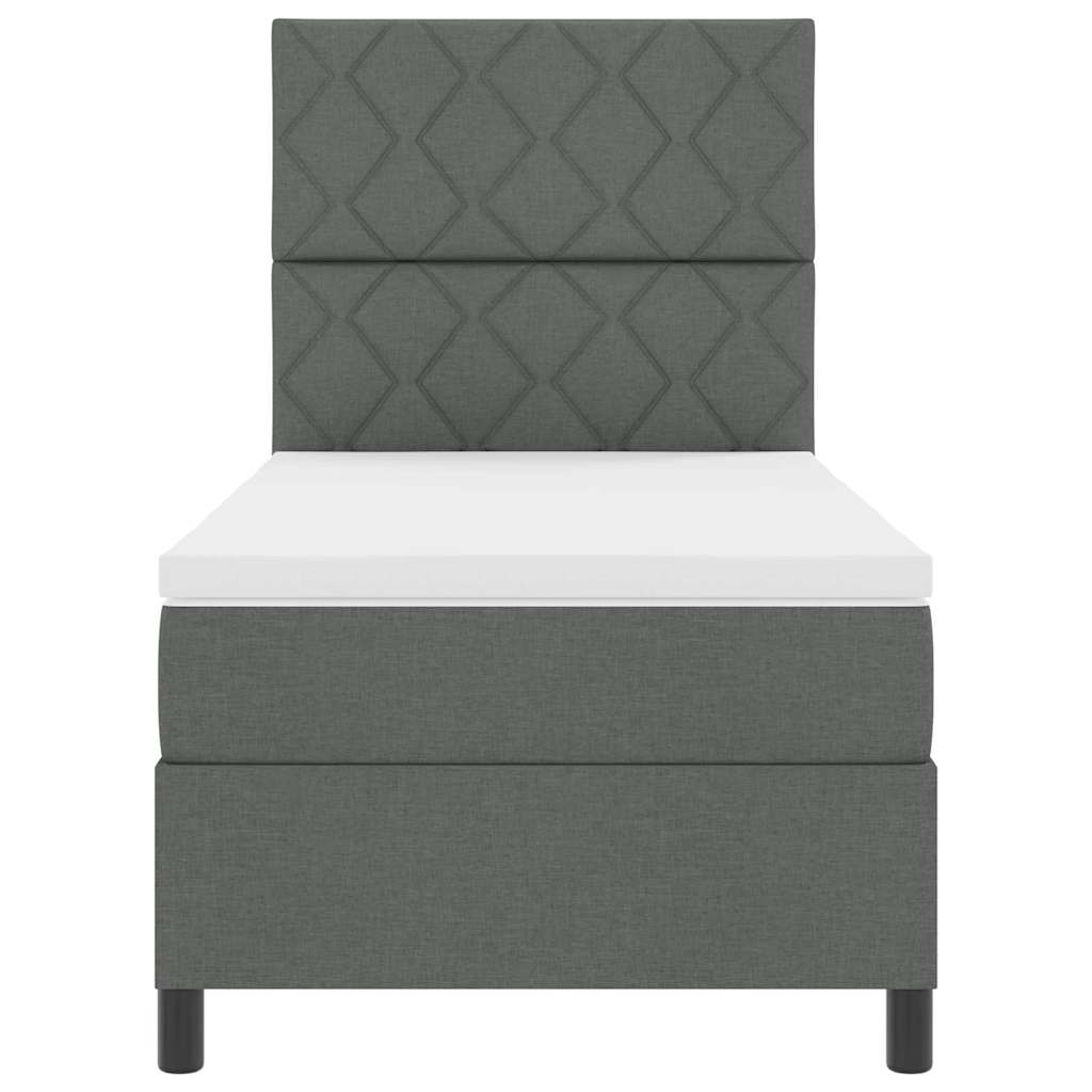 Boxspringbed met hoofdeinde Donkergrijs 90 x 200 cm Stof