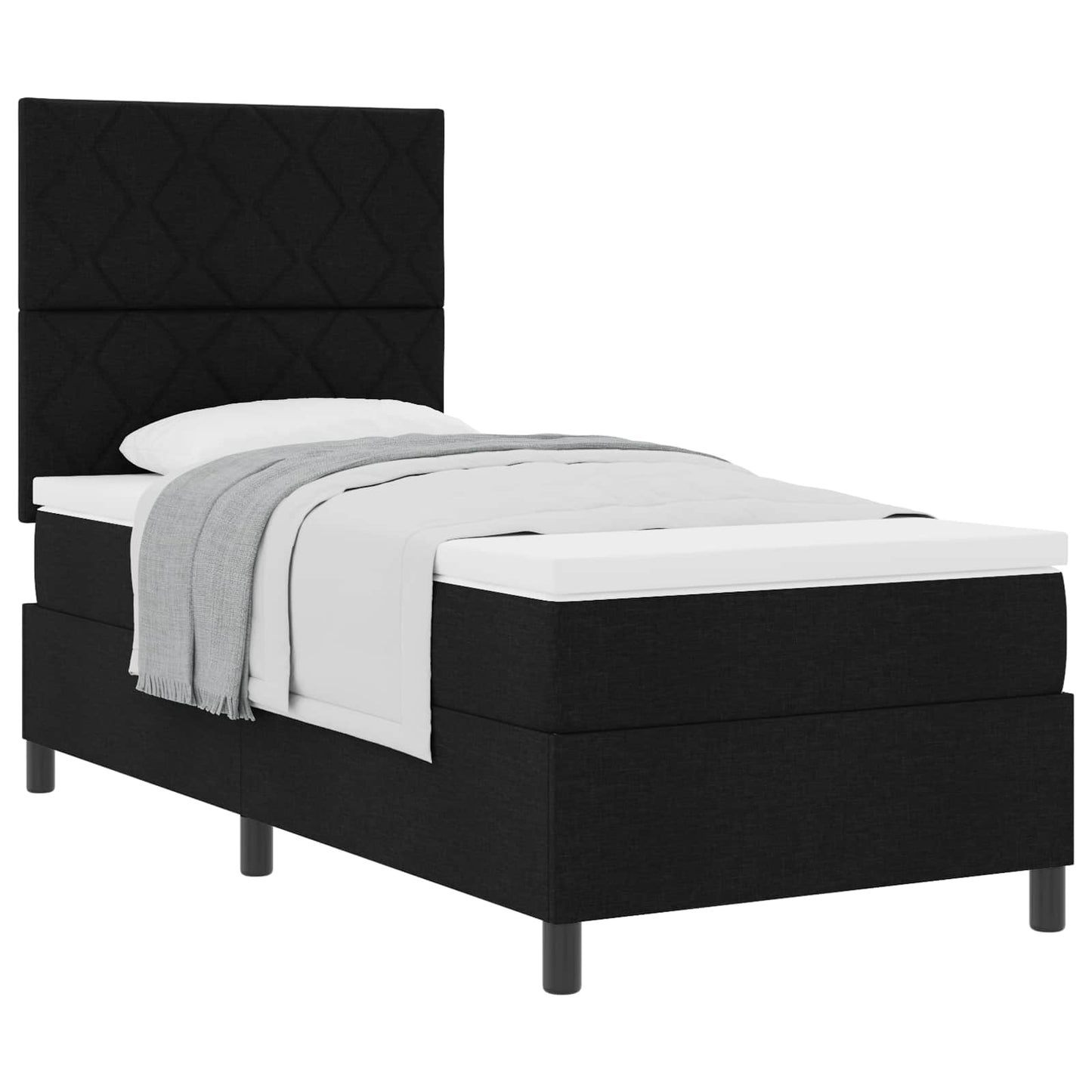 Boxspringbed met hoofdeinde Zwart 90 x 200 cm Stof