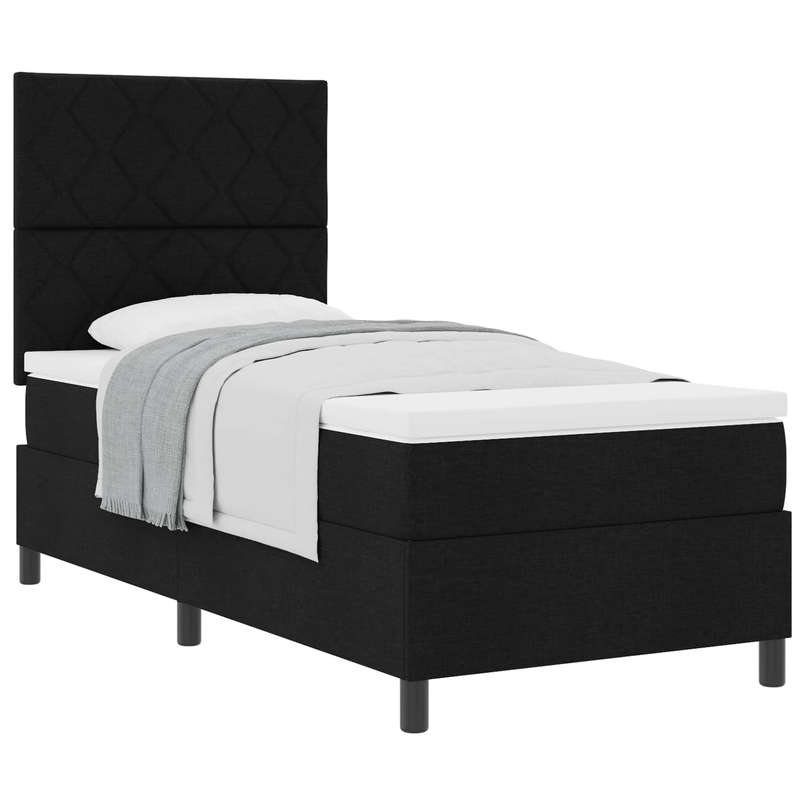 Boxspringbed met hoofdeinde Zwart 90 x 200 cm Stof