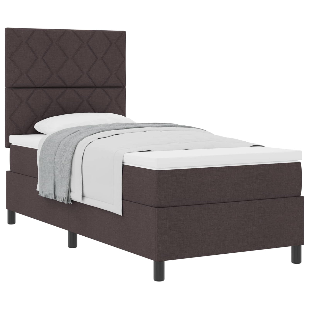 Boxspringbed met hoofdeinde Donkerbruin 90 x 200 cm Stof