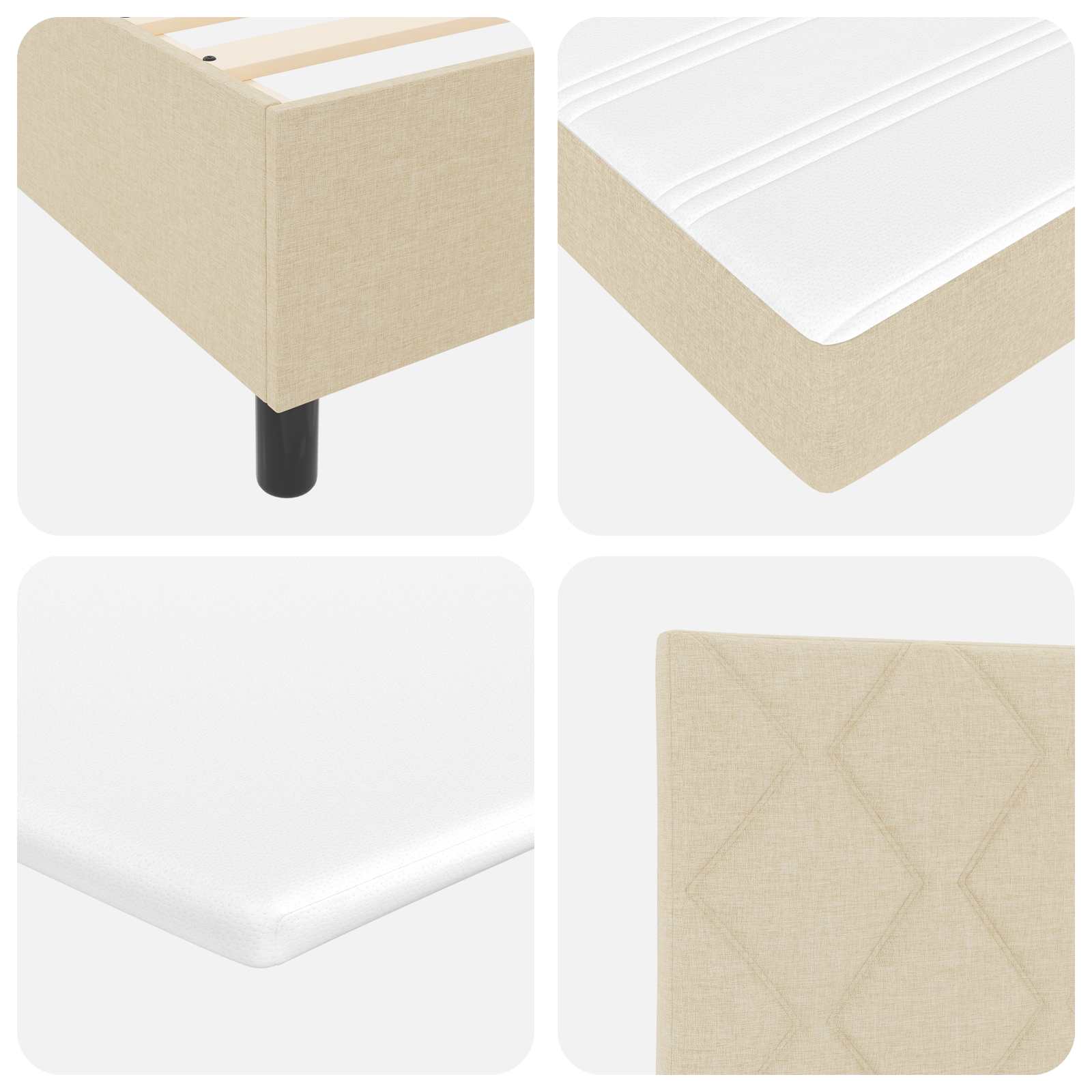Boxspringbed met matras met hoofdeinde Crème 100 x 200 cm Stof