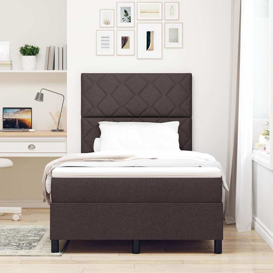 Boxspringbed met matras Donkerbruin 120 x 190 cm Stof