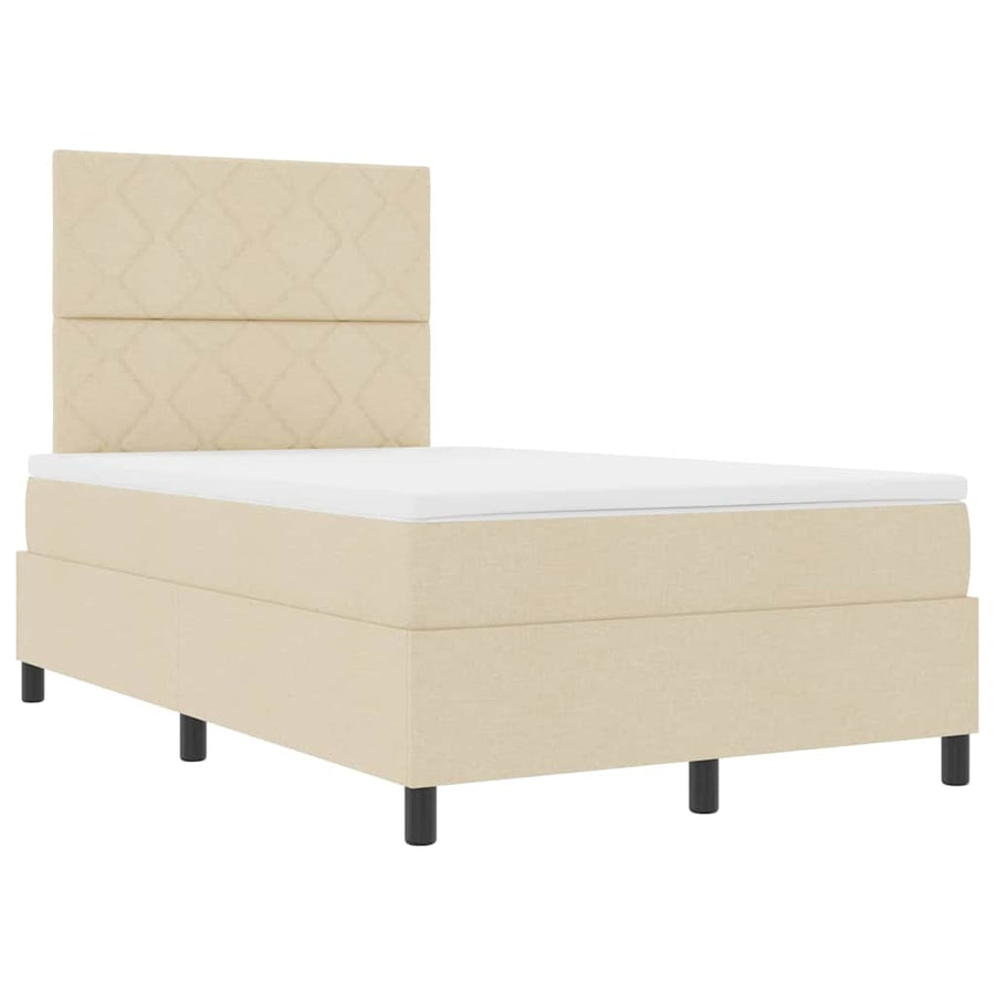 Boxspring bed met matras met hoofdeinde Crème 120 x 190 cm Stof