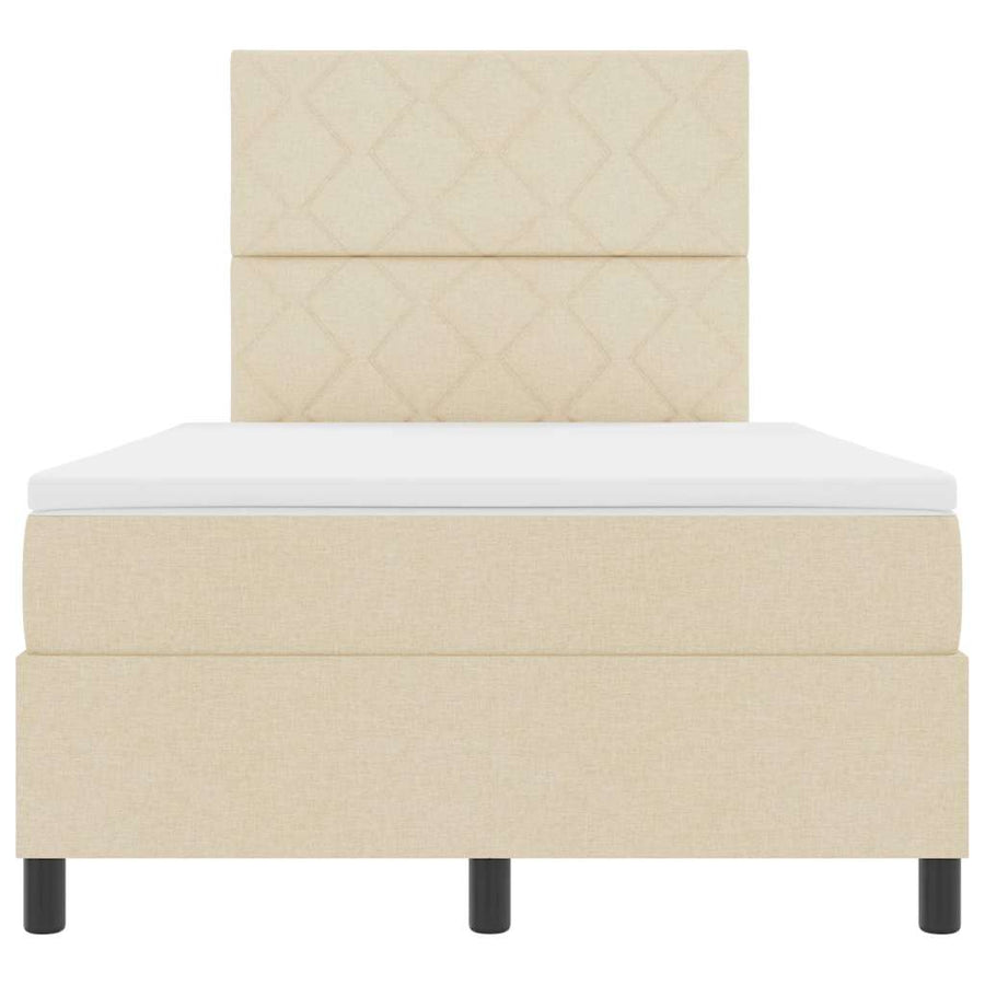 Boxspring bed met matras met hoofdeinde Crème 120 x 190 cm Stof