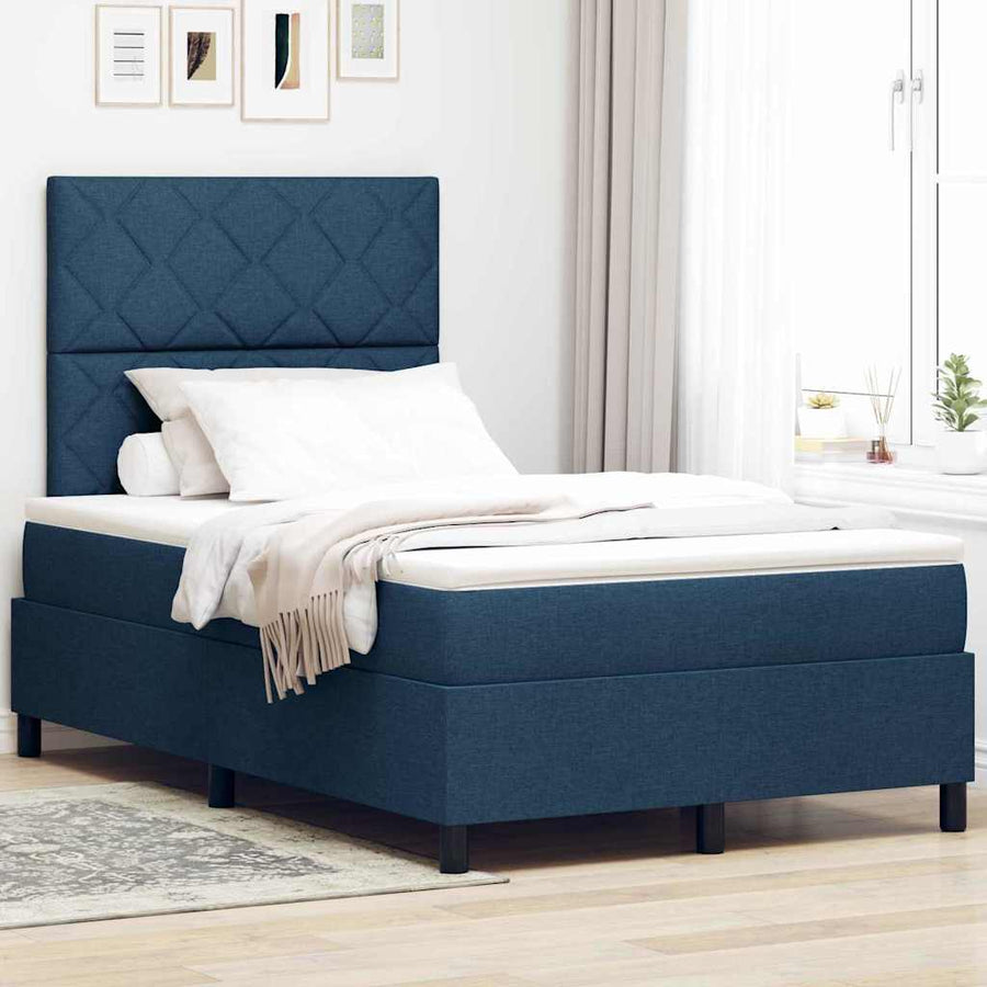 Boxspringbed met matras met hoofdeinde Blauw 120 x 190 cm Stof