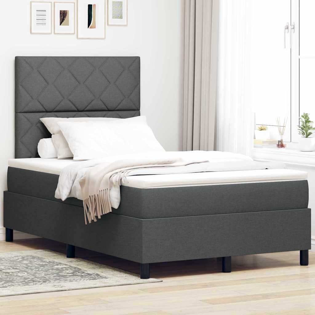 Boxspringbed met matras Donkergrijs 120 x 200 cm Stof