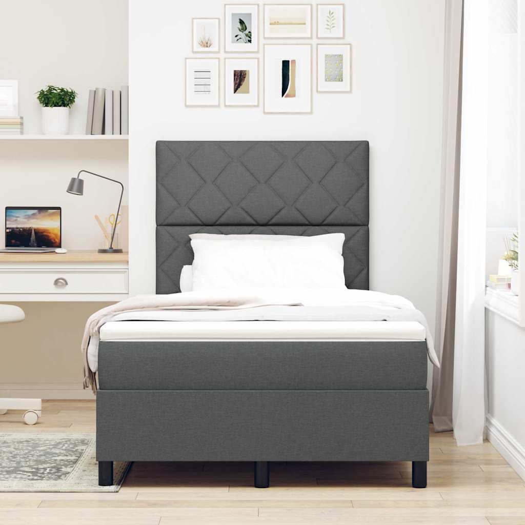 Boxspringbed met matras Donkergrijs 120 x 200 cm Stof