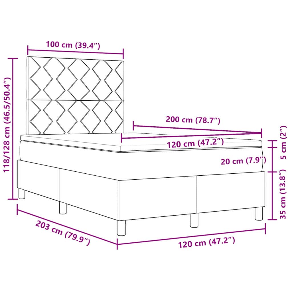 Boxspringbed met matras Donkergrijs 120 x 200 cm Stof