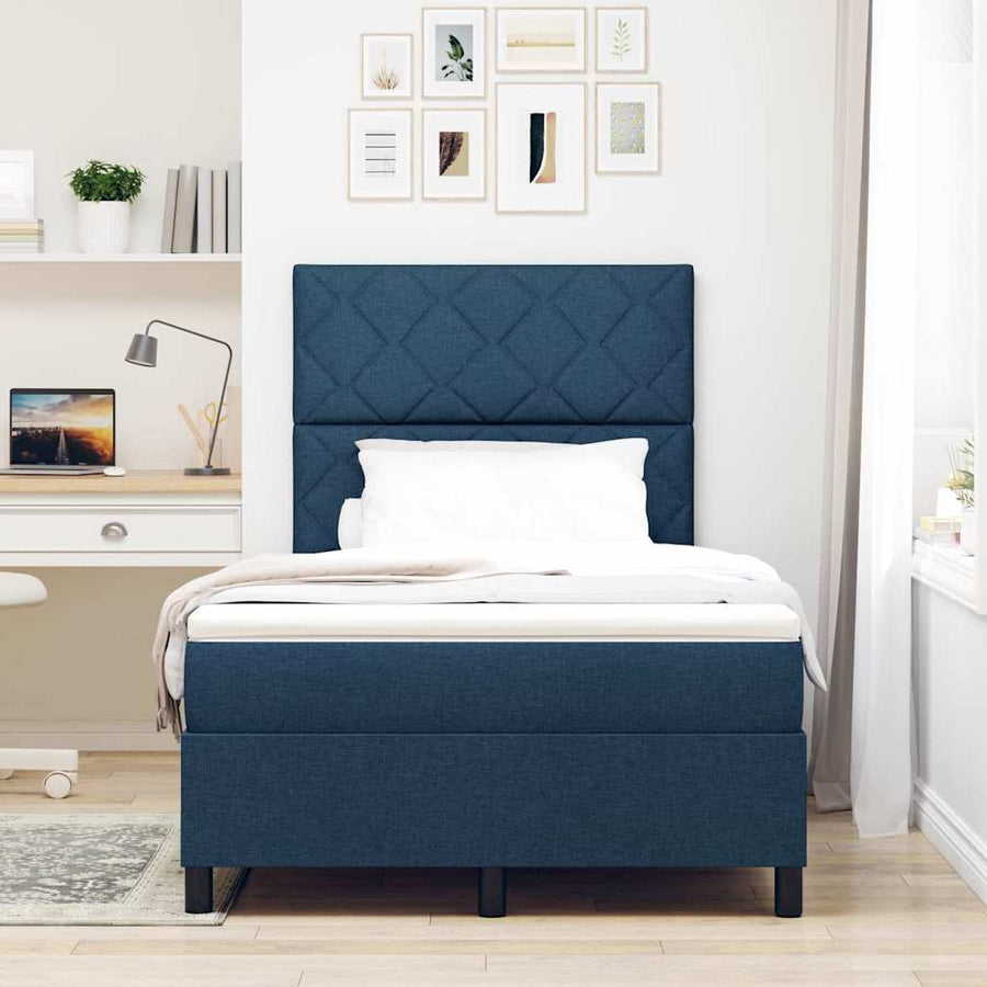 Boxspringbed met matras met hoofdeinde Blauw 120 x 200 cm Stof