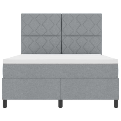 Boxspringbed met hoofdeinde Lichtgrijs 140 x 190 cm Stof