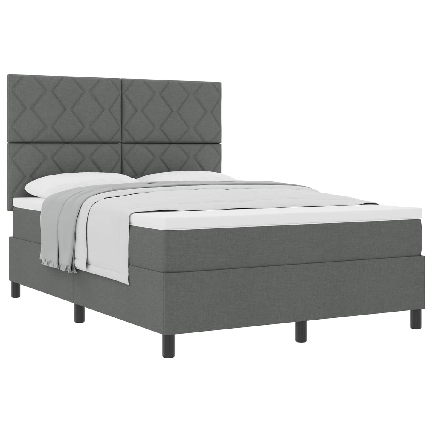Boxspringbed met hoofdeinde Donkergrijs 140 x 190 cm Stof