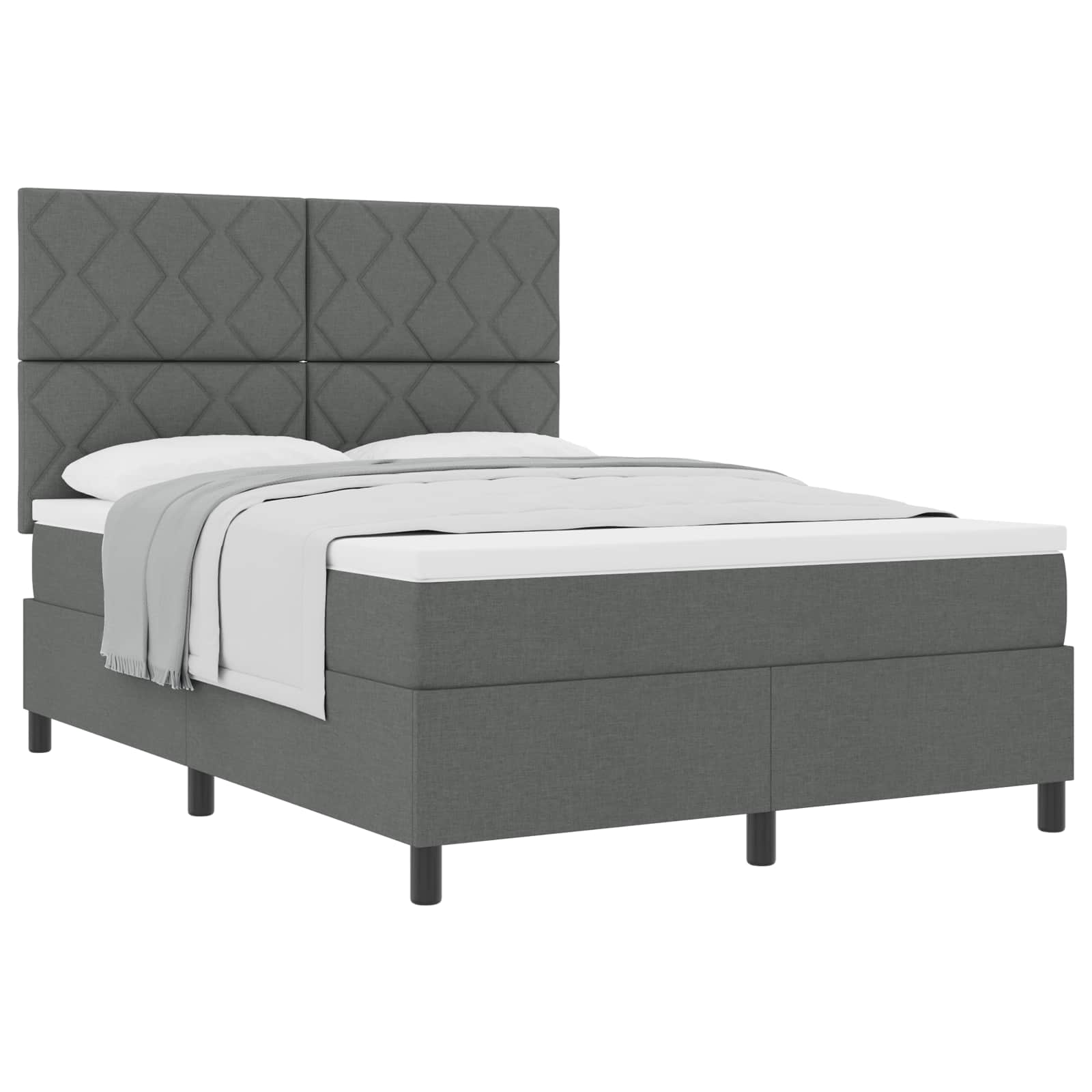 Boxspringbed met hoofdeinde Donkergrijs 140 x 190 cm Stof