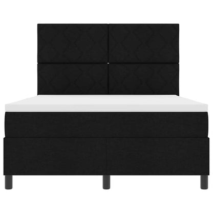 Boxspringbed met hoofdeinde Zwart 140 x 190 cm Stof