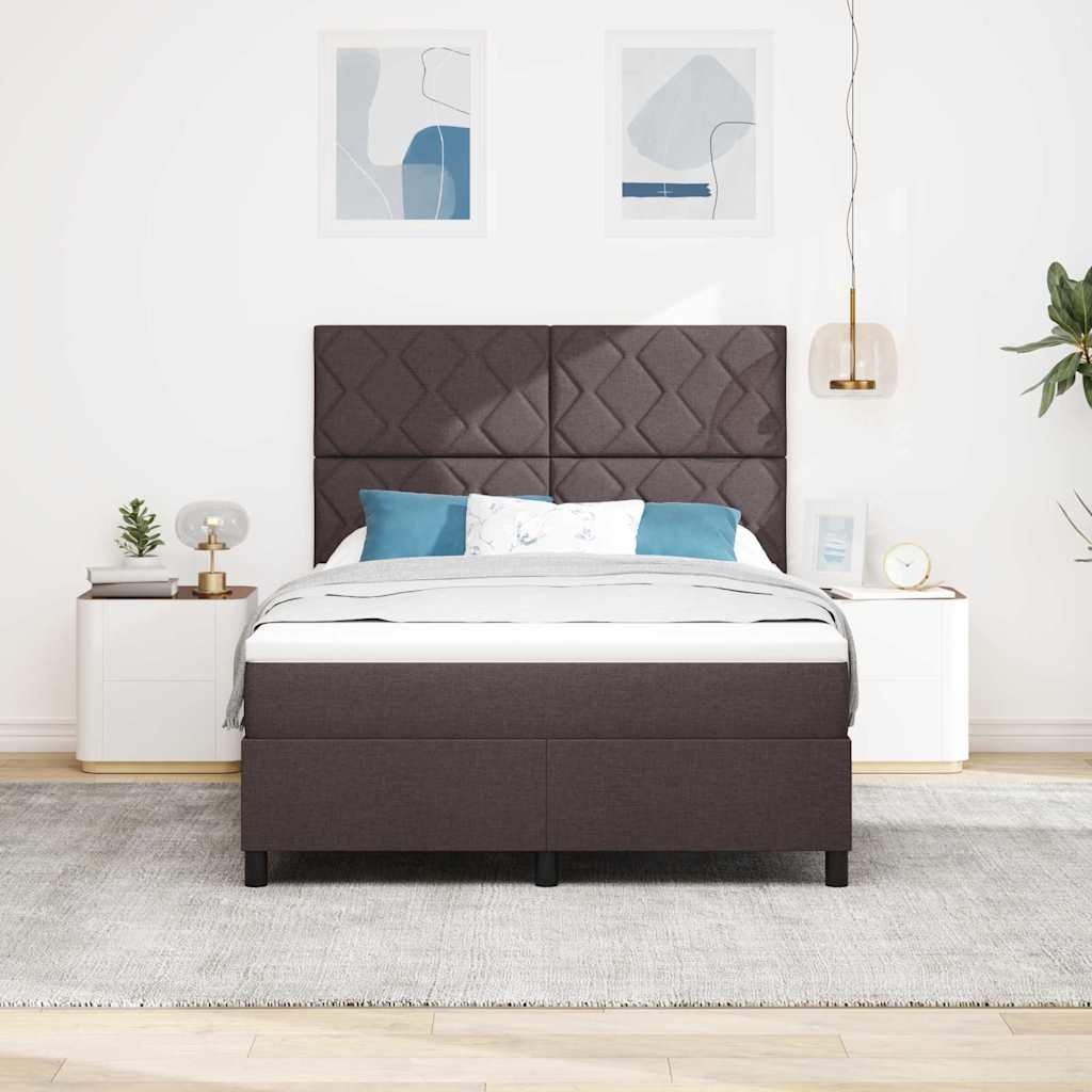 Boxspringbed met hoofdeinde Donkerbruin 140 x 190 cm Stof