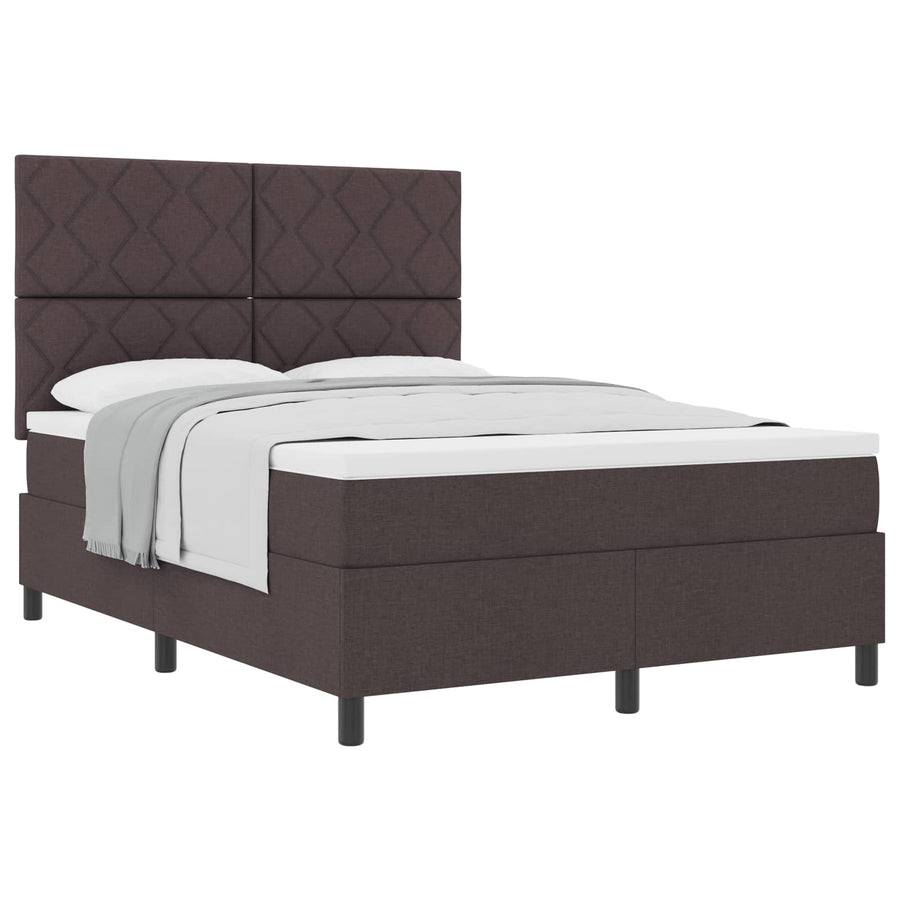 Boxspringbed met hoofdeinde Donkerbruin 140 x 190 cm Stof