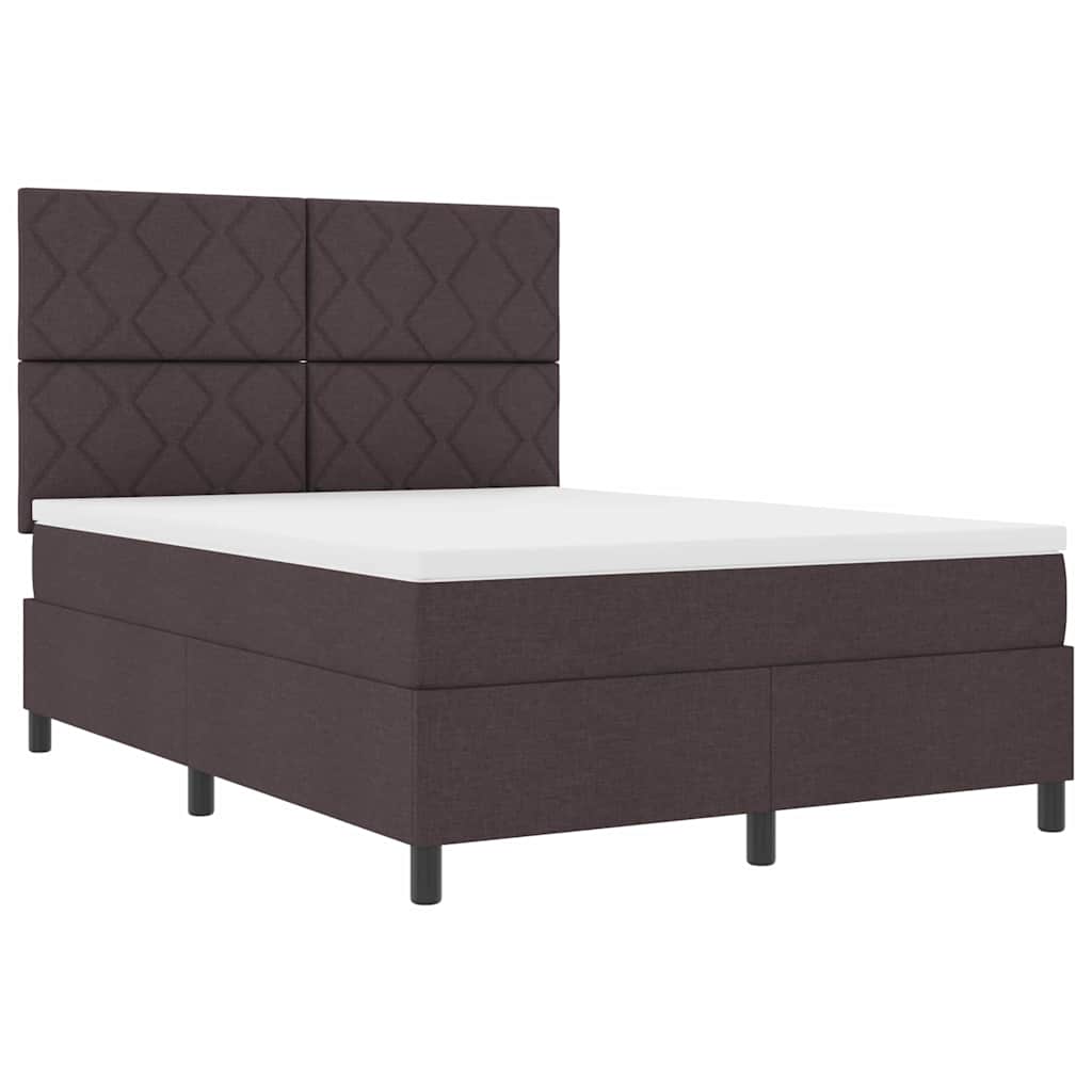 Boxspringbed met hoofdeinde Donkerbruin 140 x 190 cm Stof