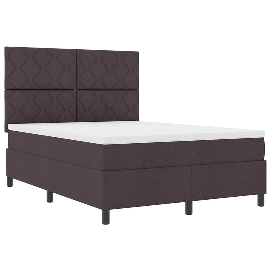 Boxspringbed met hoofdeinde Donkerbruin 140 x 190 cm Stof