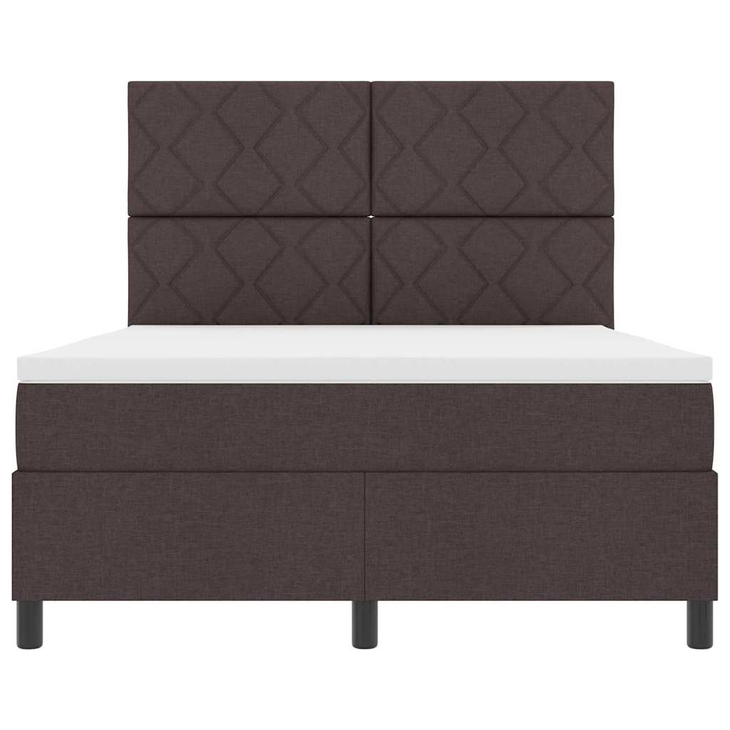 Boxspringbed met hoofdeinde Donkerbruin 140 x 190 cm Stof