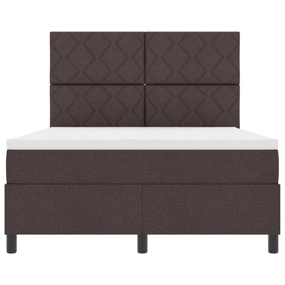 Boxspringbed met hoofdeinde Donkerbruin 140 x 190 cm Stof