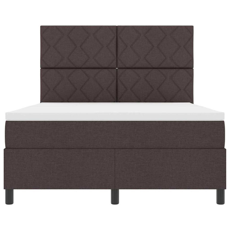 Boxspringbed met hoofdeinde Donkerbruin 140 x 190 cm Stof