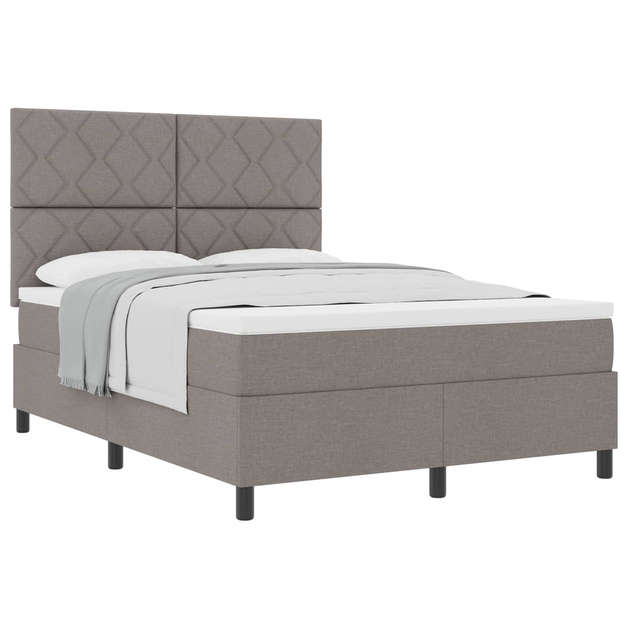 Boxspringbed met hoofdeinde Taupe 140 x 190 cm Stof