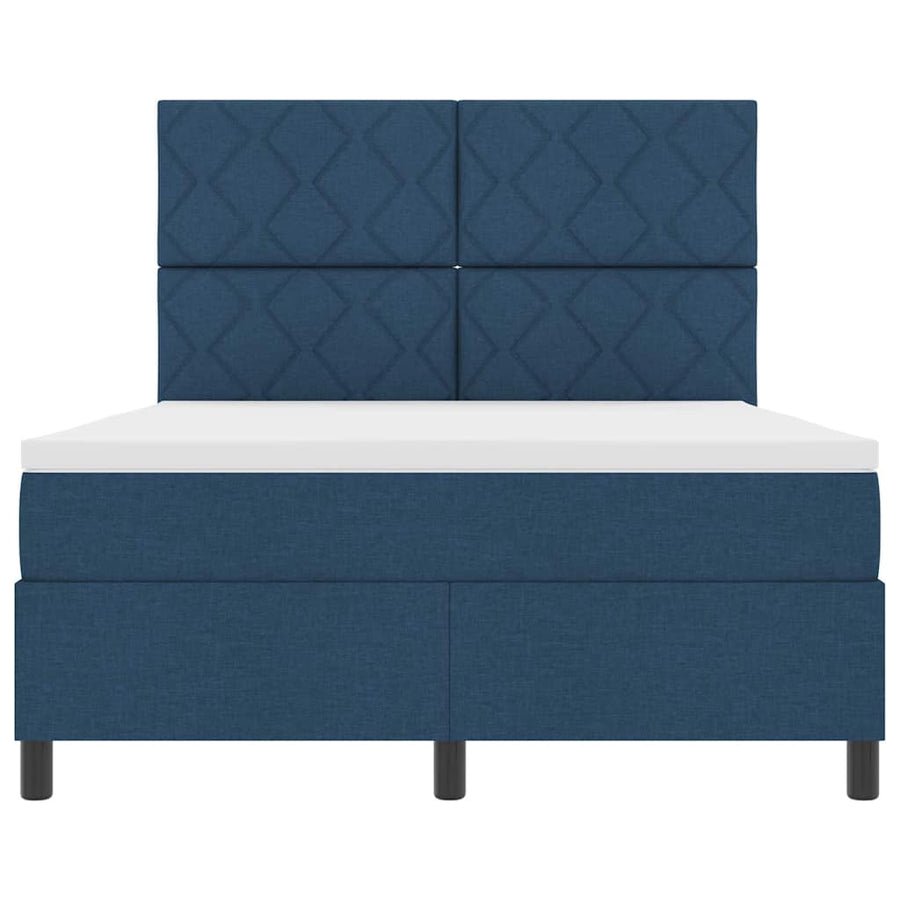 Boxspringbed met hoofdeinde Blauw 140 x 190 cm Stof