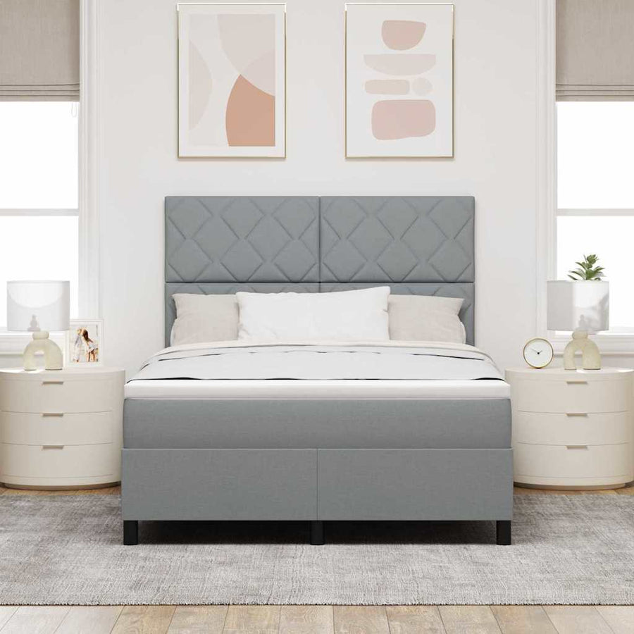 Boxspringbed met hoofdeinde Lichtgrijs 140 x 200 cm Stof