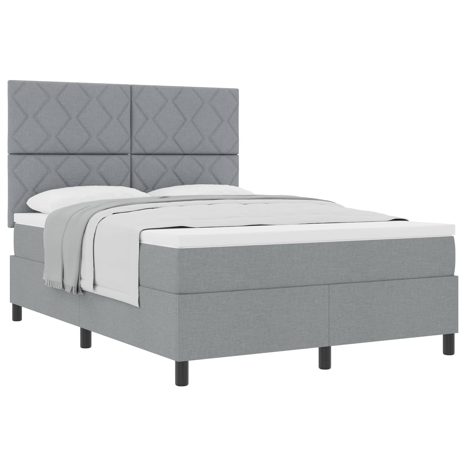 Boxspringbed met hoofdeinde Lichtgrijs 140 x 200 cm Stof