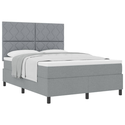 Boxspringbed met hoofdeinde Lichtgrijs 140 x 200 cm Stof