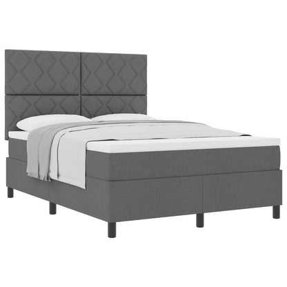 Boxspringbed met hoofdeinde Donkergrijs 140 x 200 cm Stof