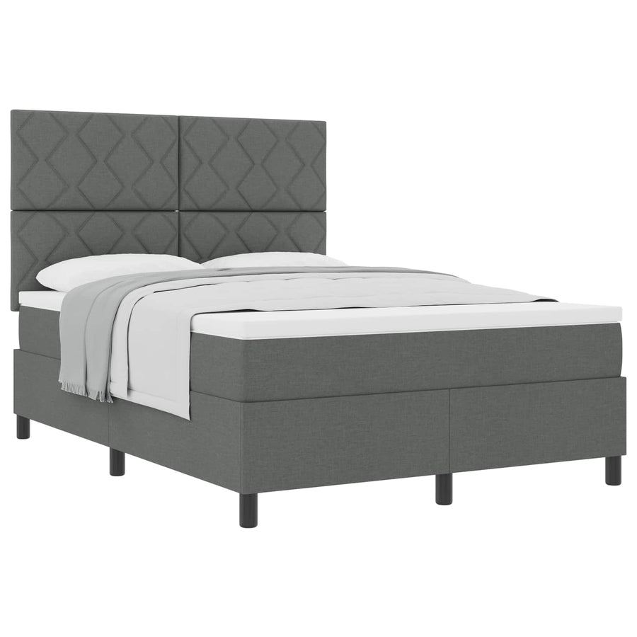 Boxspringbed met hoofdeinde Donkergrijs 140 x 200 cm Stof
