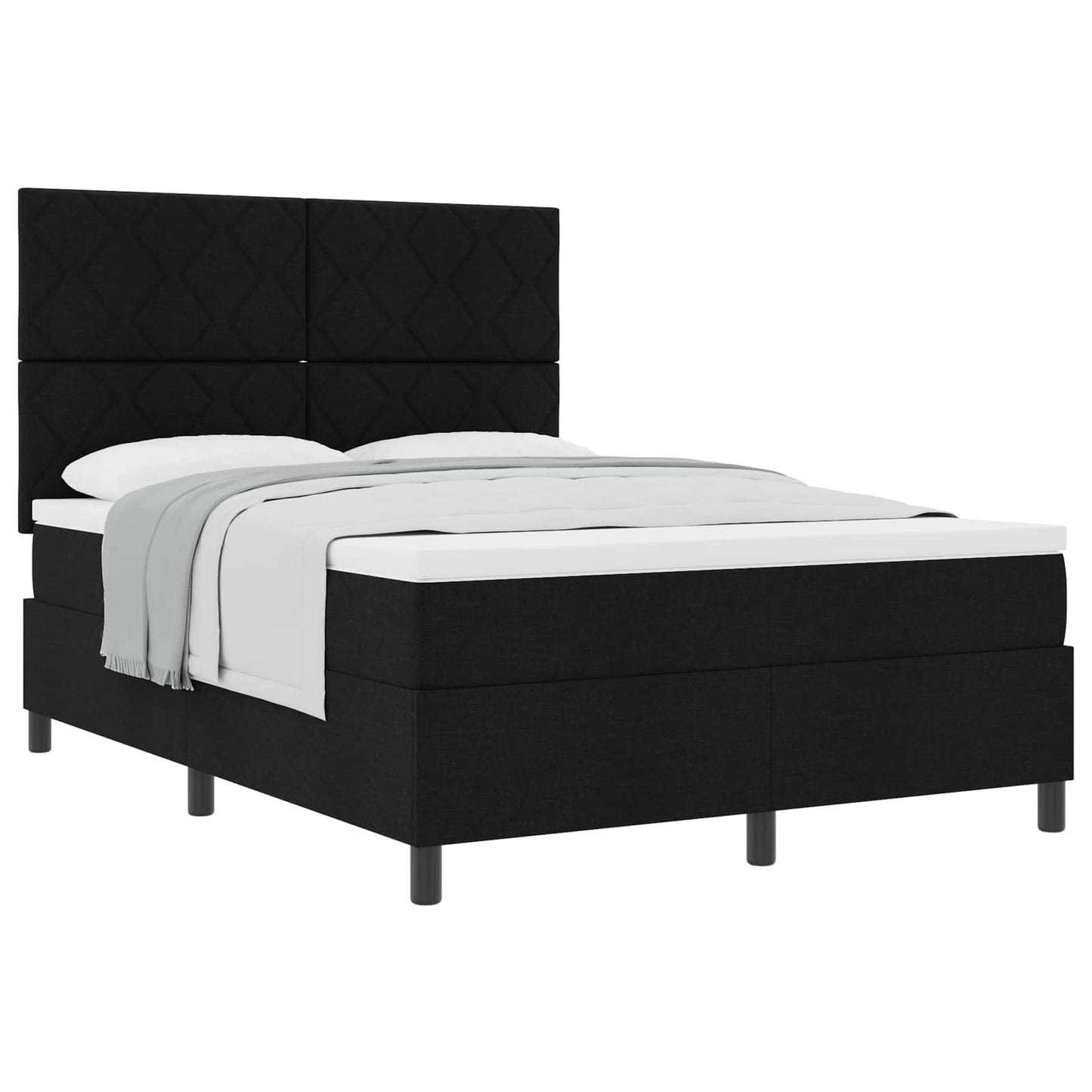 Boxspringbed met hoofdeinde Zwart 140 x 200 cm Stof