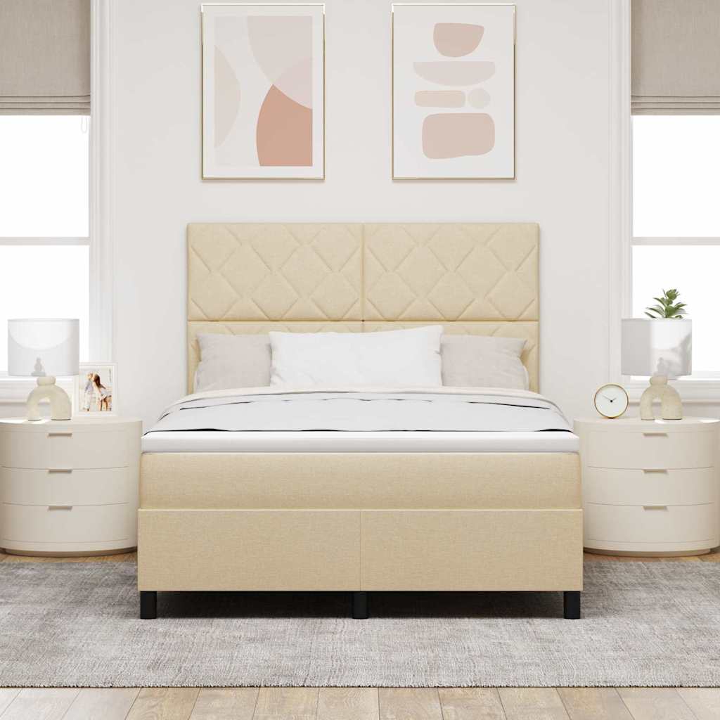 Boxspringbed met hoofdeinde Crème 160 x 200 cm Stof