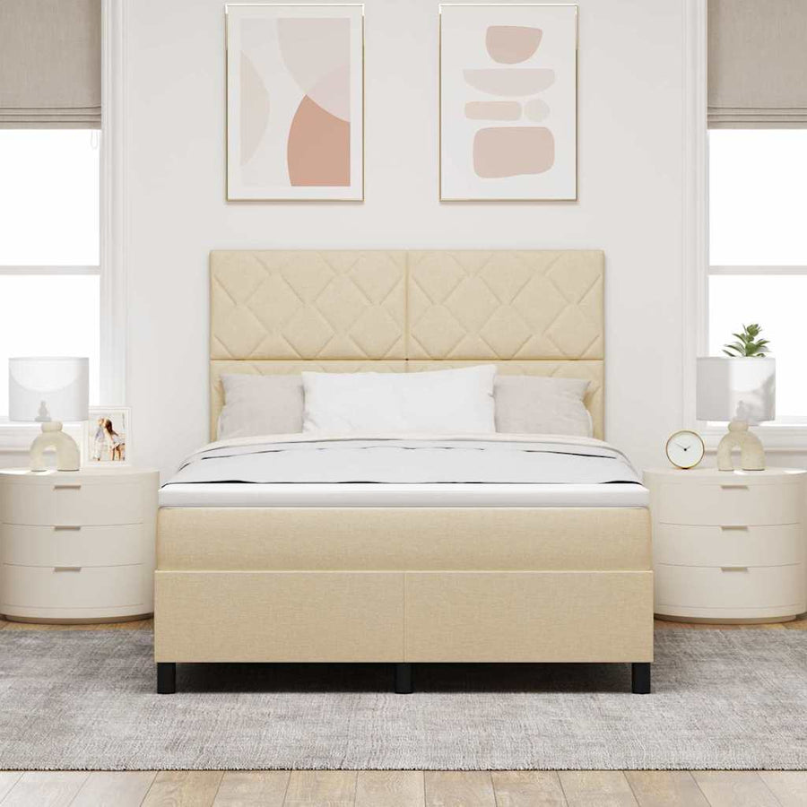 Boxspringbed met hoofdeinde Crème 160 x 200 cm Stof
