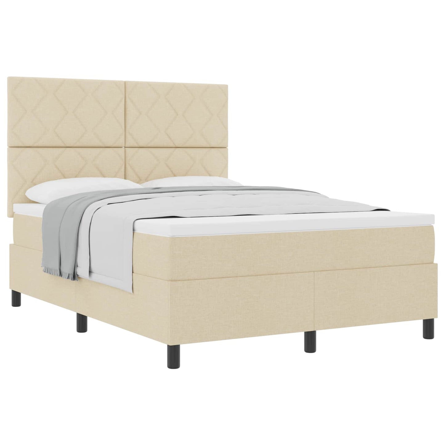 Boxspringbed met hoofdeinde Crème 160 x 200 cm Stof