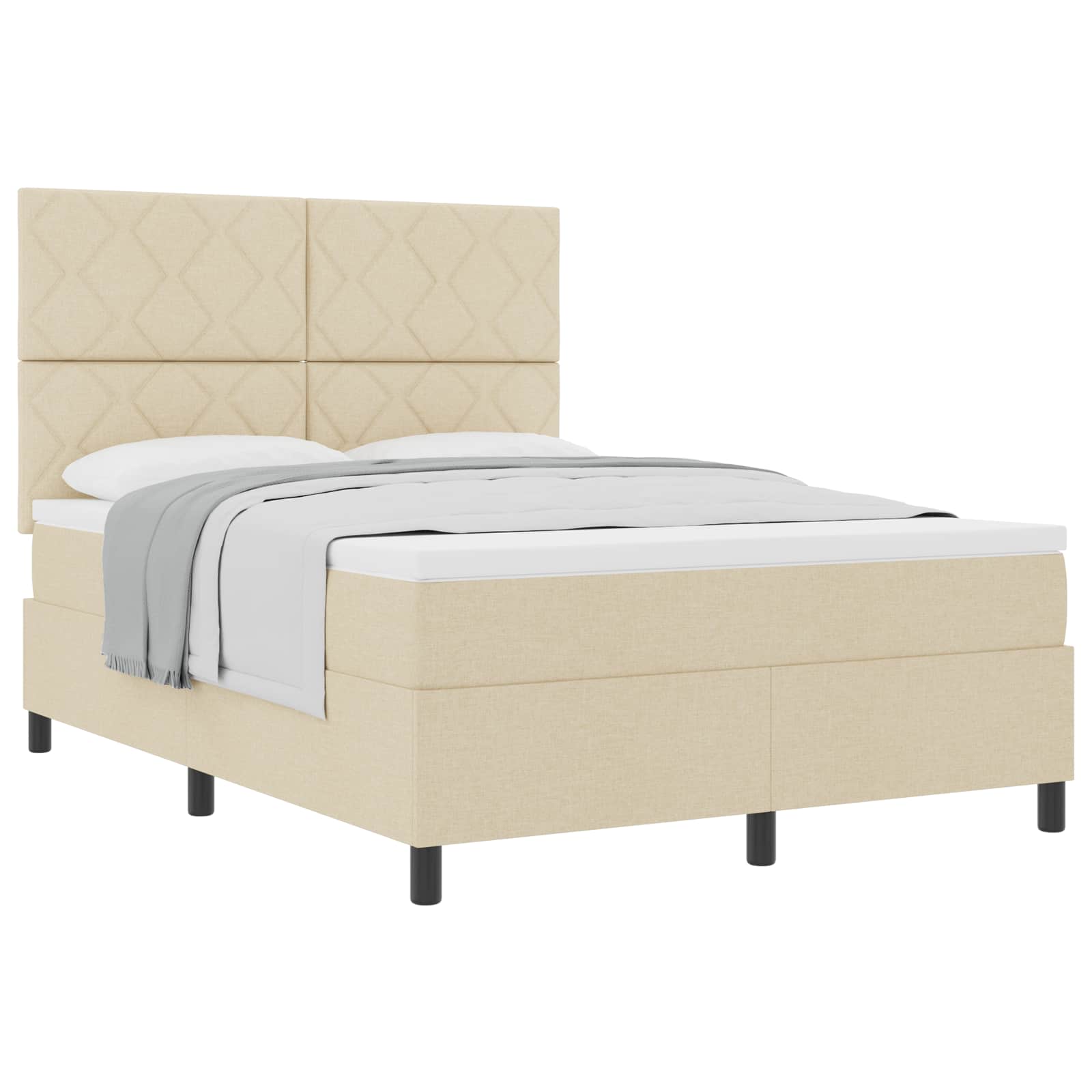 Boxspringbed met hoofdeinde Crème 160 x 200 cm Stof