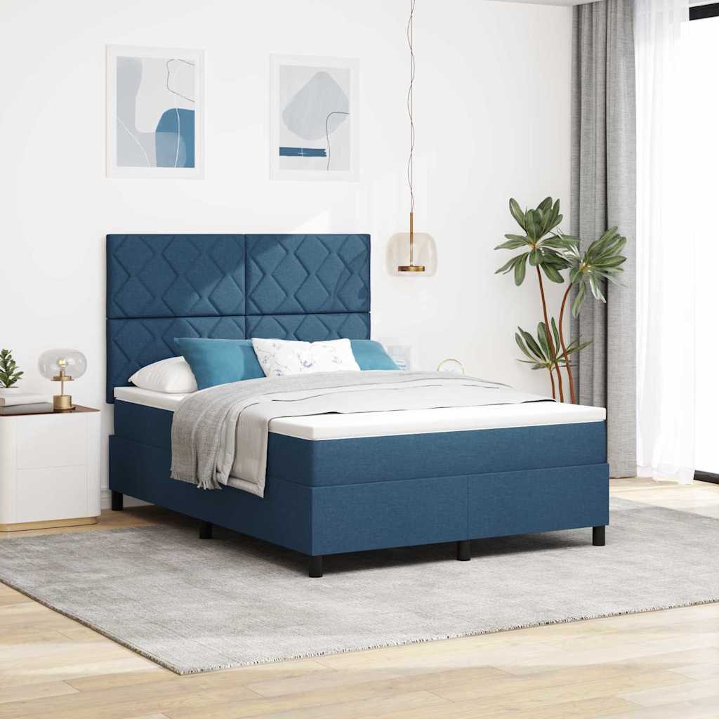 Boxspringbed met matras met hoofdeinde Blauw 160 x 200 cm Stof