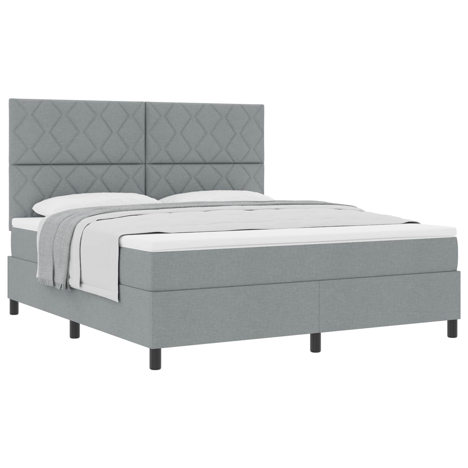 Boxspringbed met hoofdeinde Lichtgrijs 180 x 200 cm Stof