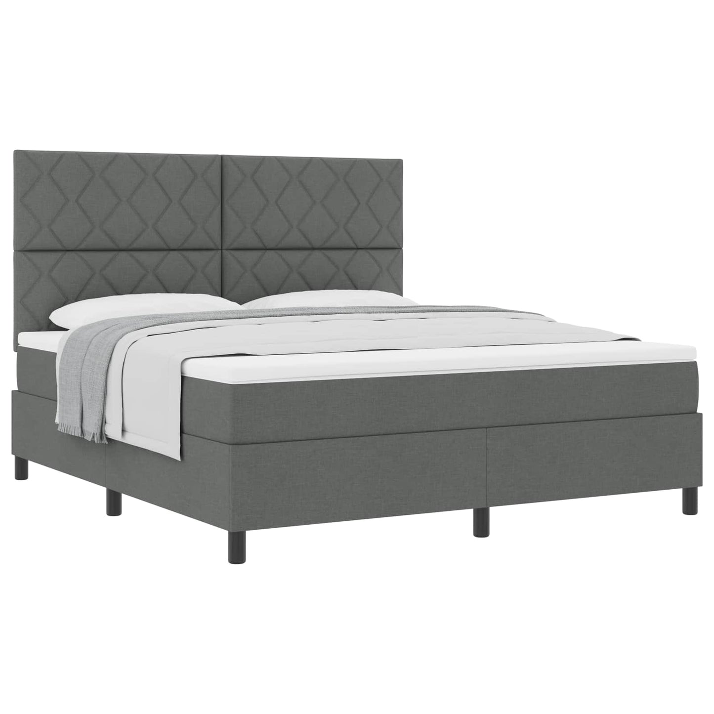 Boxspringbed met hoofdeinde Donkergrijs 180 x 200 cm Stof