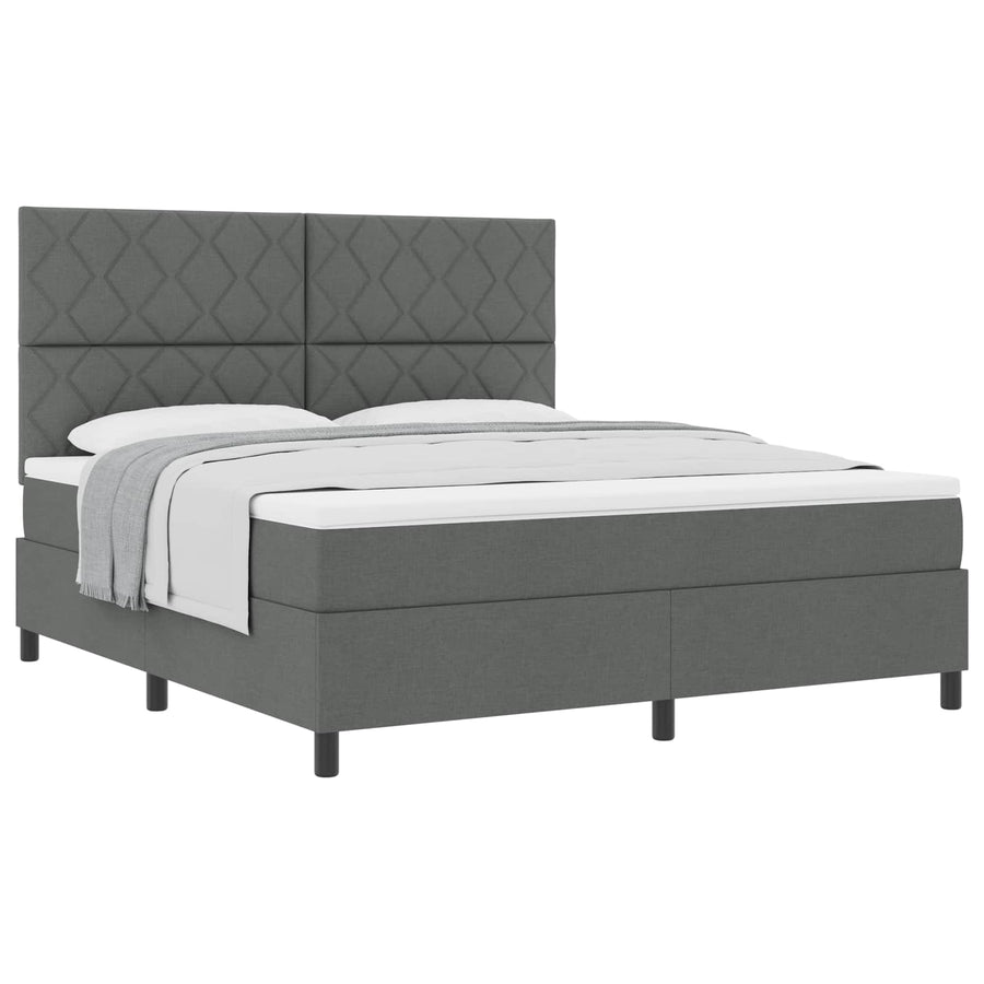 Boxspringbed met hoofdeinde Donkergrijs 180 x 200 cm Stof