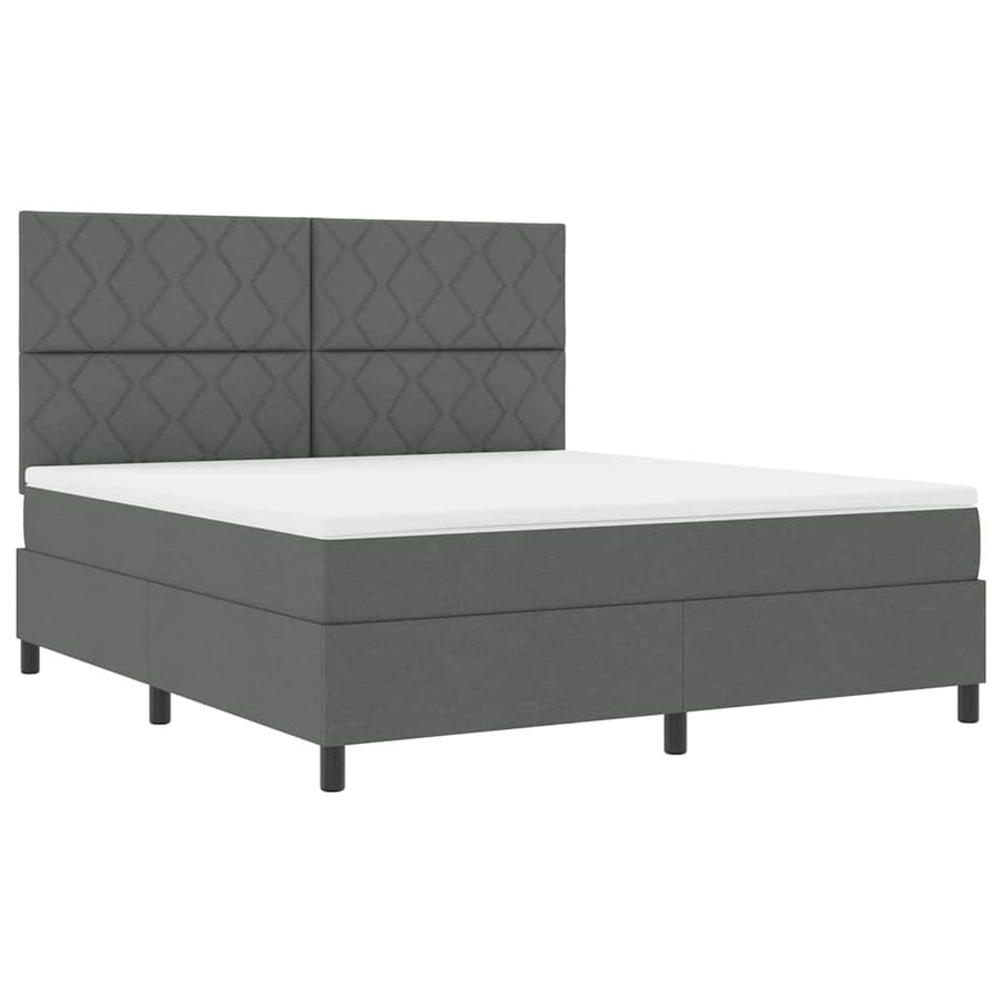 Boxspringbed met hoofdeinde Donkergrijs 180 x 200 cm Stof